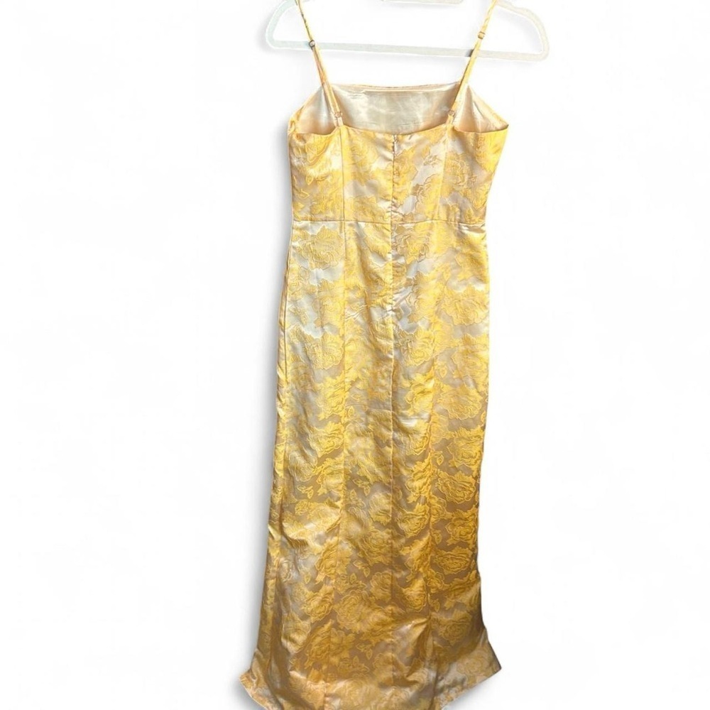 Lulus Bright Blooms Champagne Yellow Floral Jacquard Maxi Dress💛 Small - Picture 7 of 12